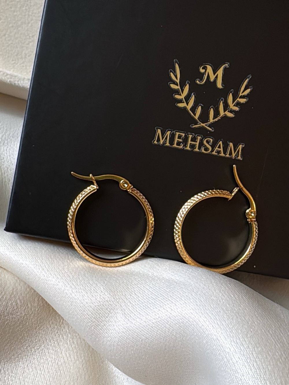 18k Gold FilledTextured Hoop Earrings - Picture 4 of 7